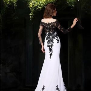Elegant Black and White Evening Gown